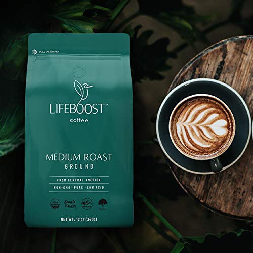 LIFEBOOST Medium Roast Low Acid USDA Organic Coffee - 12 Ounces