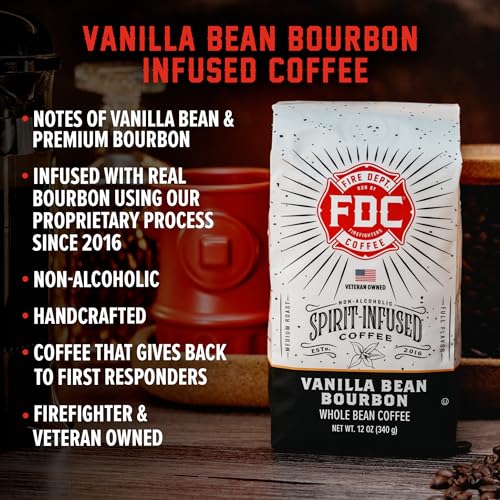 Fire Department Coffee Vanilla Bourbon - Non-Alcoholic, Vet-Owned, Roasted in USA - 12 oz