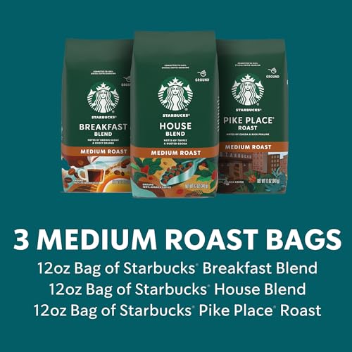 Starbucks Medium Roast Whole Bean Coffee, 3 x 12 oz Bags